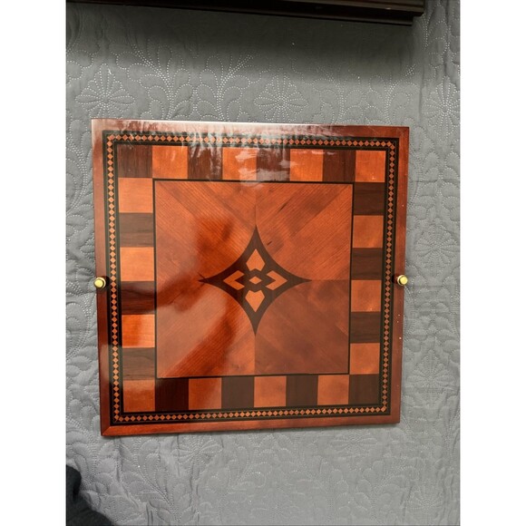 The BOMBAY Company Deluxe Game Checkers Backgammon Chess Wooden Box Set 16x16x7 - Picture 8 of 11